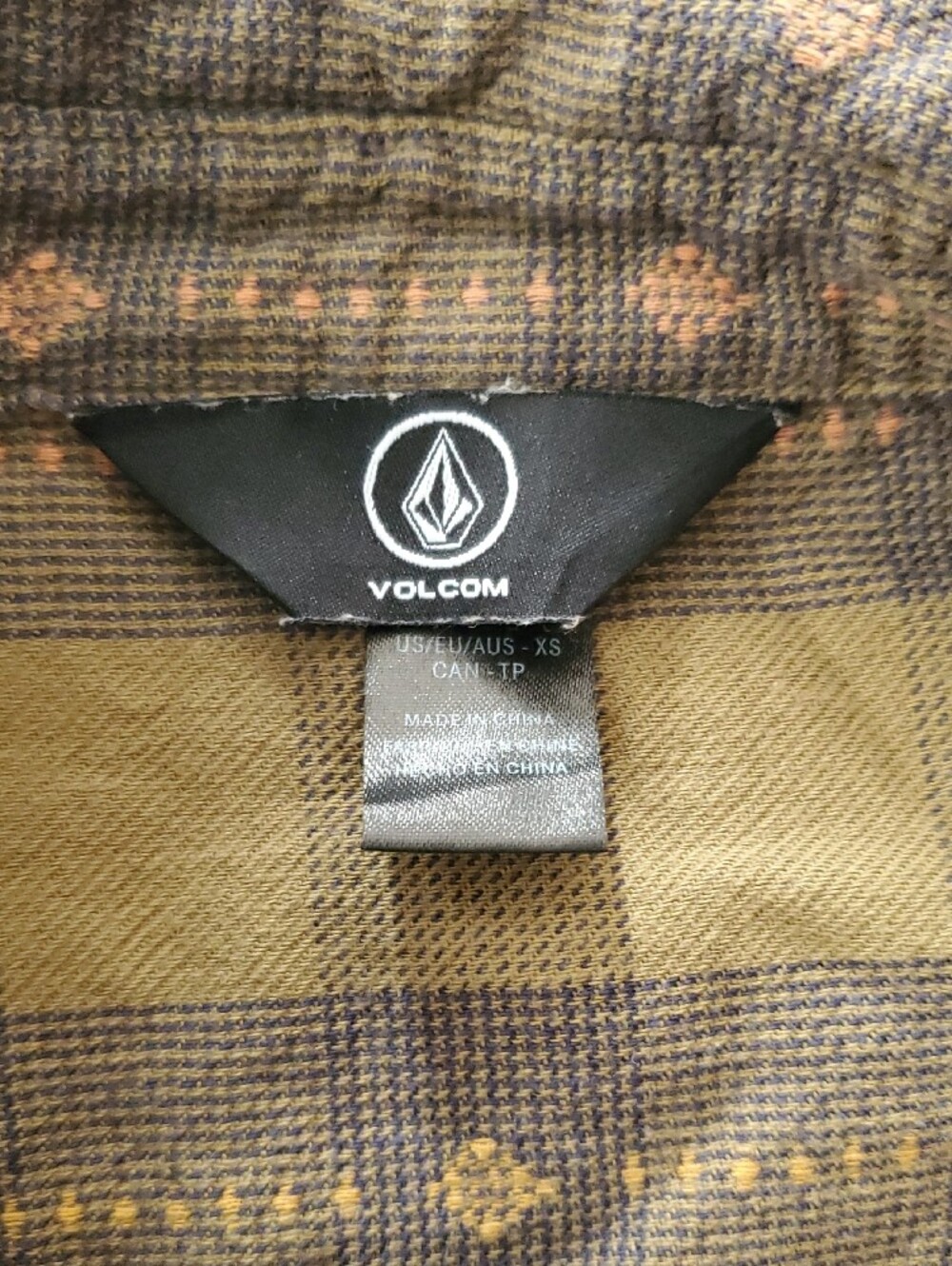 Volcom Olive and Brown Plaid Cropped Button-Down Shirt - Picture 4 of 6